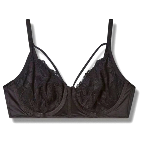 ❤️NWT VINTAGE TORRID BRA SATIN LACE RETRO STRAPPY UNDERWIRE BRALETTE ADJUSTABLE - Picture 9 of 11